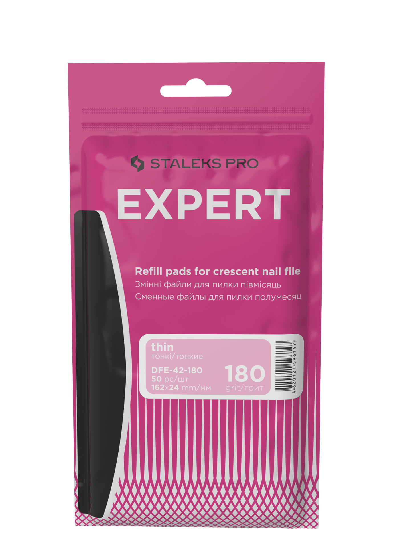 Refill pads for crescent nail file thin Staleks Pro Expert 42, 180 grit