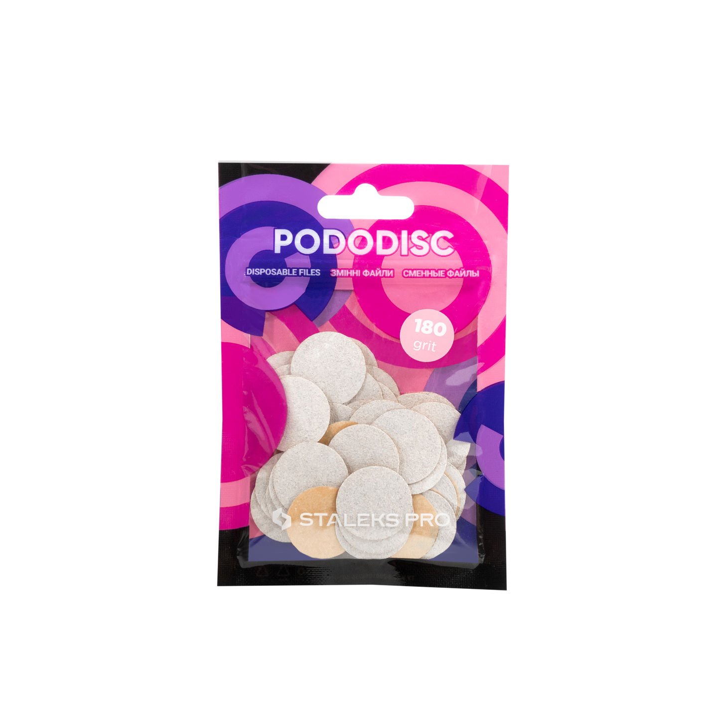 White refill pads for pedicure disc Pododisc Staleks Pro M, 180 grit (50 pc)