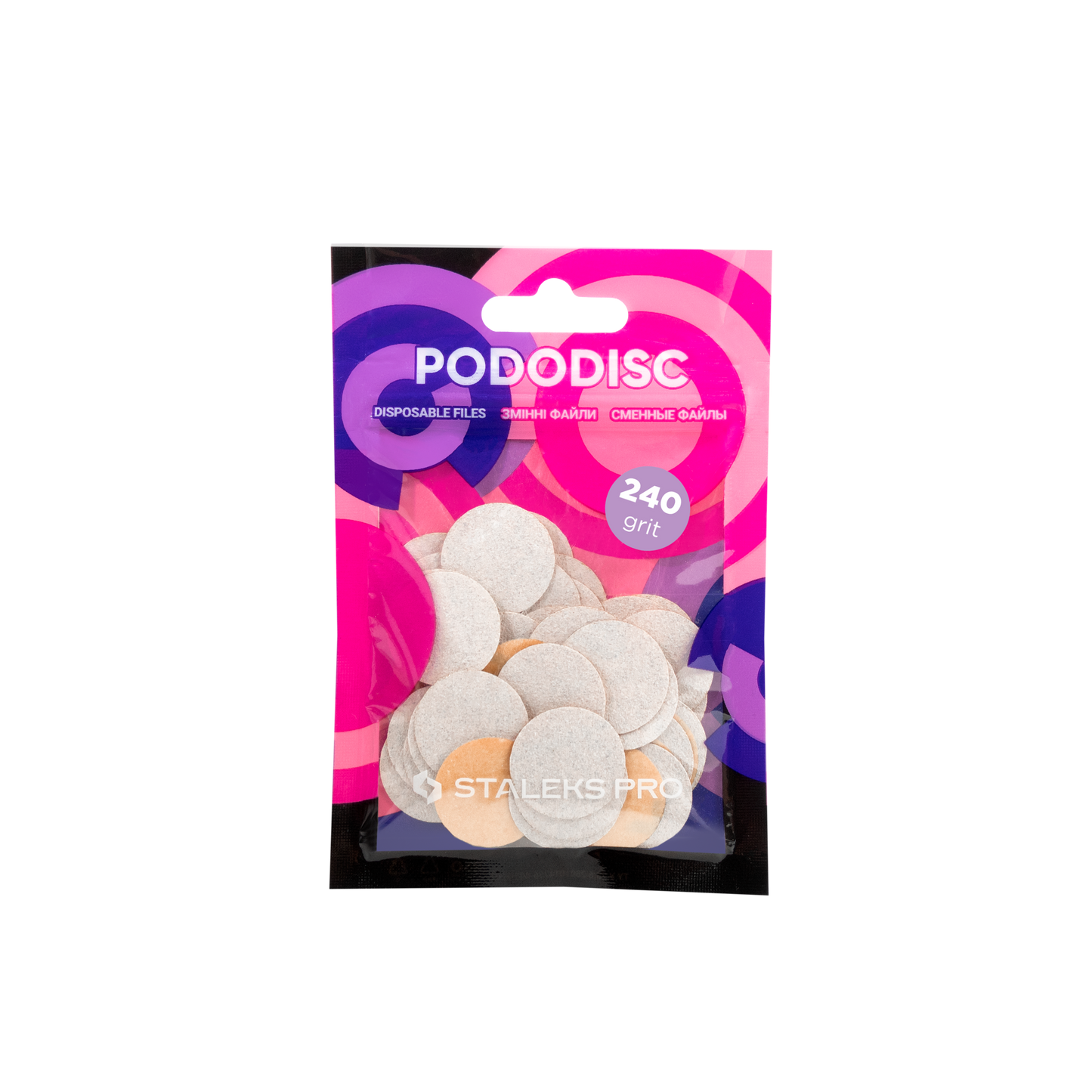 White refill pads for pedicure disc Pododisc Staleks Pro M, 240 grit (50 pc)