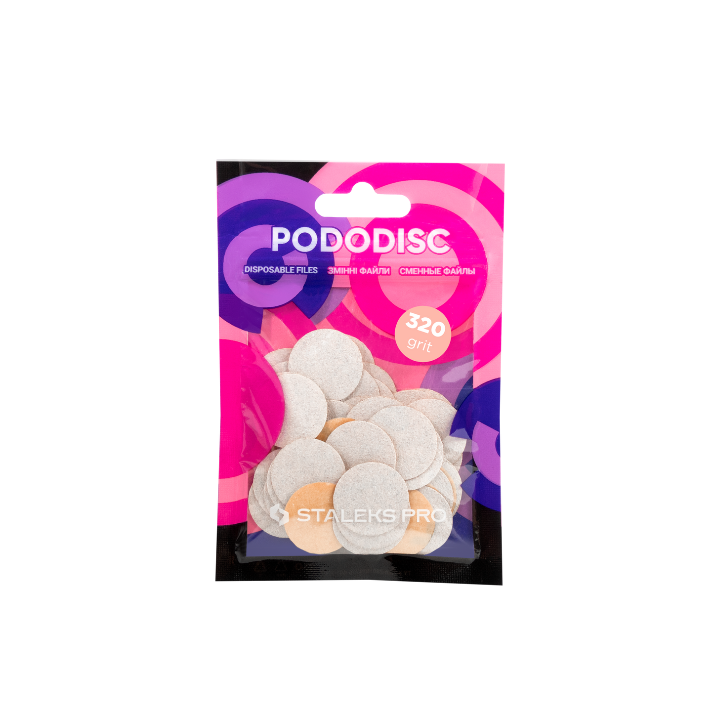 White refill pads for pedicure disc Pododisc Staleks Pro M, 320 grit (50 pc)