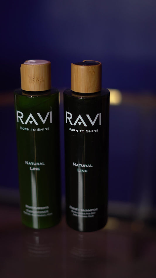 RAVI Natural Line Box. Honey shampoo, Moisturizing Conditioner, Macadamia Oil.